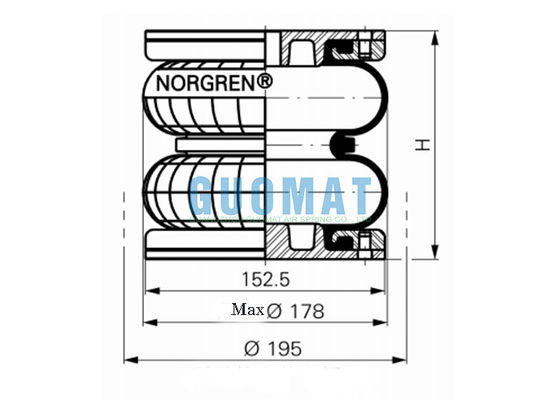 PM/31062 NORGREN Endüstriyel Hava Yayı 115mm İnme Pnömatik Tip Kauçuk Hava Körükleri