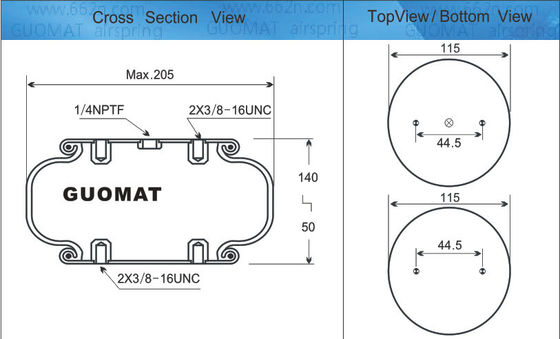 W013587451 Firestone Hava Bahçesi DIA. Max. 205 Hava Asılılığı Bellows / Tek Kabuklu