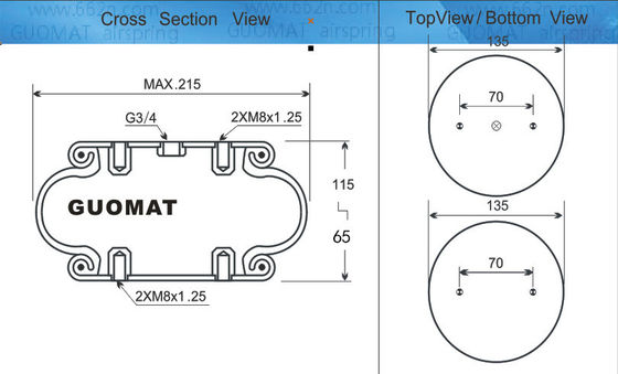 135 mm üst plaka Dia Norgren PM/31081 Ön ve arka için tek sarmal hava yayı