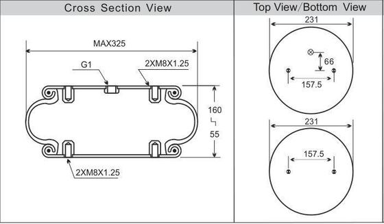Endüstriyel ekipman şok emici için tek sarmal hava süspansiyonu çantası hava yayı