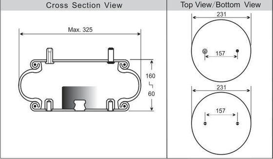Air Ride Springs Suspension Contitech FS330-11647 Küçük Kauçuk Şok emici torba