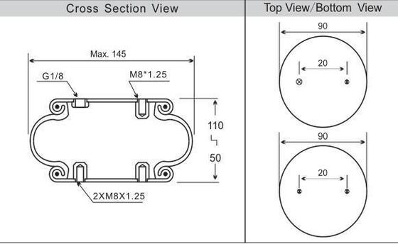 Contitech FS 40-6 1/8 M8 Phoenix SP1B04 Hava süspansiyonu Tek Bellow hava yastığı