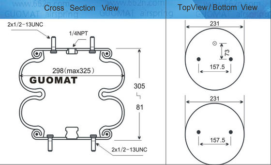 FD 330-22 327 Contitech Hava Kaynakları Üçgen 6316 / 4327 Hendrickson S13043 Asılı hava yastıkları