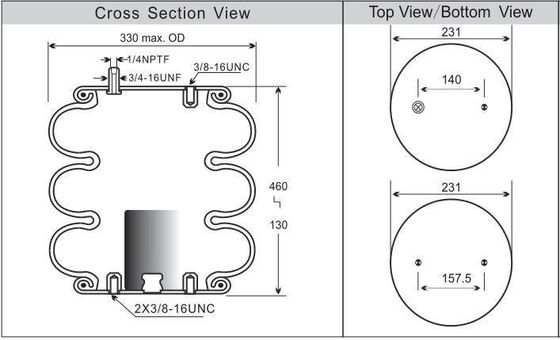 Goodyear 3B12-328 Hava süspansiyonu çemberleri 1/4NPTF Hava yayı OEM W01-358-7994