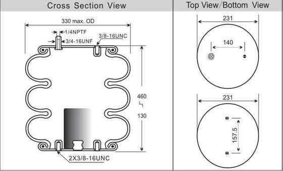 Goodyear 3B12-329 Süspansiyon Hava Bahçesi Kabuklu Tip Hava Bellow Doğal Kauçuk