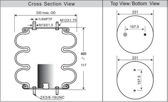 Contitech Air Bellows FT 330-29 520 Makine İzolasyonu için Hava Yolculuğu Süspansiyonu