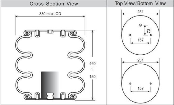 Hava asansörü hava yastığı 3B12-304 Üçlü kıvrımlı hava bellows evrensel pnevmatik yay