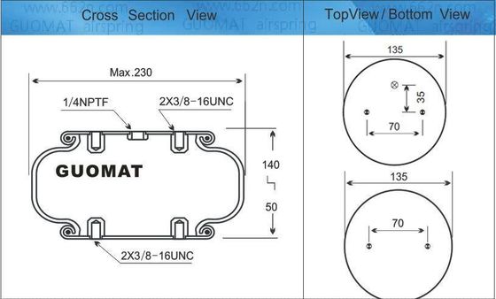 W01-358-7564 Firestone Stili 116 Hava Kauçuk Bellow Endüstriyel Kalkıtma Hava Yastıkları
