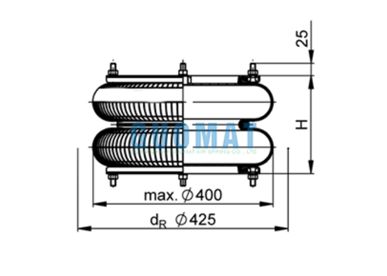 FD 614-26 Contitech Flanş Hava Yayı 14"1/2x2 Kauçuk Hava Körüğü Karton Yapım Makinesi İçin