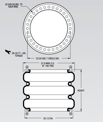 W01-358-7304 Firestone Körük Stil 321 Değiştirme 27.9 MAX O.D.