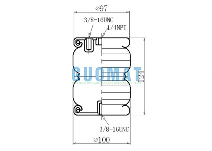 GUOMAT 2B2200 Çift Kıvrımlı Endüstriyel Hava Yayı 1 / 4NPT Hava Girişi Süspansiyon Hava Şoku