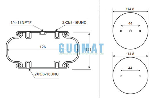 W01-358-7725 Firestone Endüstriyel Tek Kaplı Hava Baharı 141mm Tasarım Yüksekliği Elektronik Ekipman için