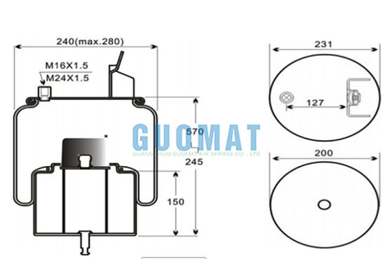6630NP01 Contitech Rolling Lobe Air Spring 1R11-857 Goodyear 1R11-814 Kamyon hava yastığı montajı