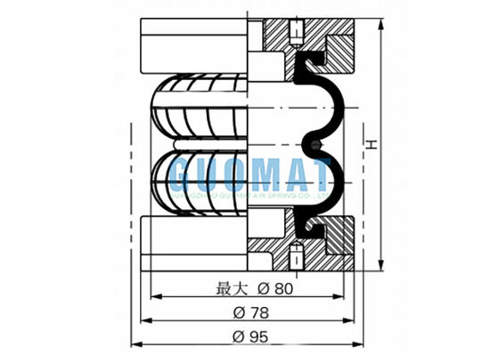 2 3/4 "x 2 Kauçuk Bellow FD 22-4 DI CR Contitech Precision Vibration Isolation Hava Yastığı
