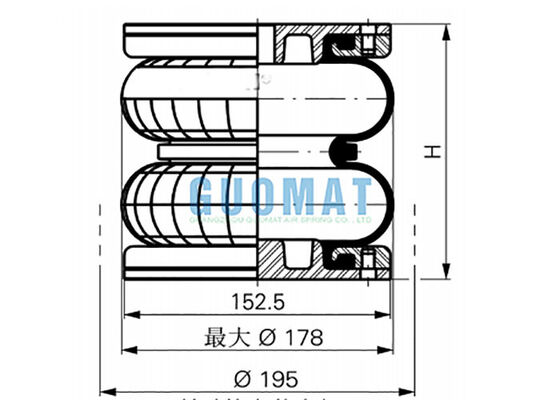 6 "x 2 Hava Kauçuk FD 76-14 DI CR Contitech Çift Kavşaklı Tipi Hava Baharı Tedarikçisi