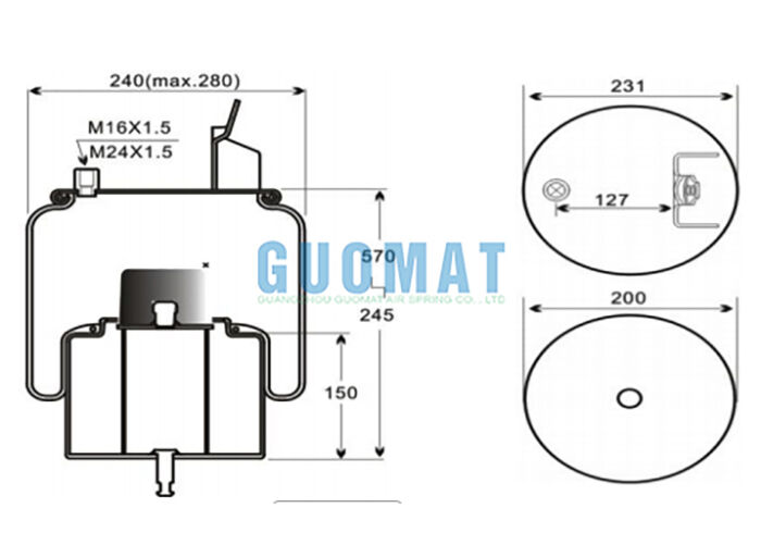 6630NP01 Contitech Rolling Lobe Air Spring 1R11-857 Goodyear 1R11-814 Kamyon hava yastığı montajı